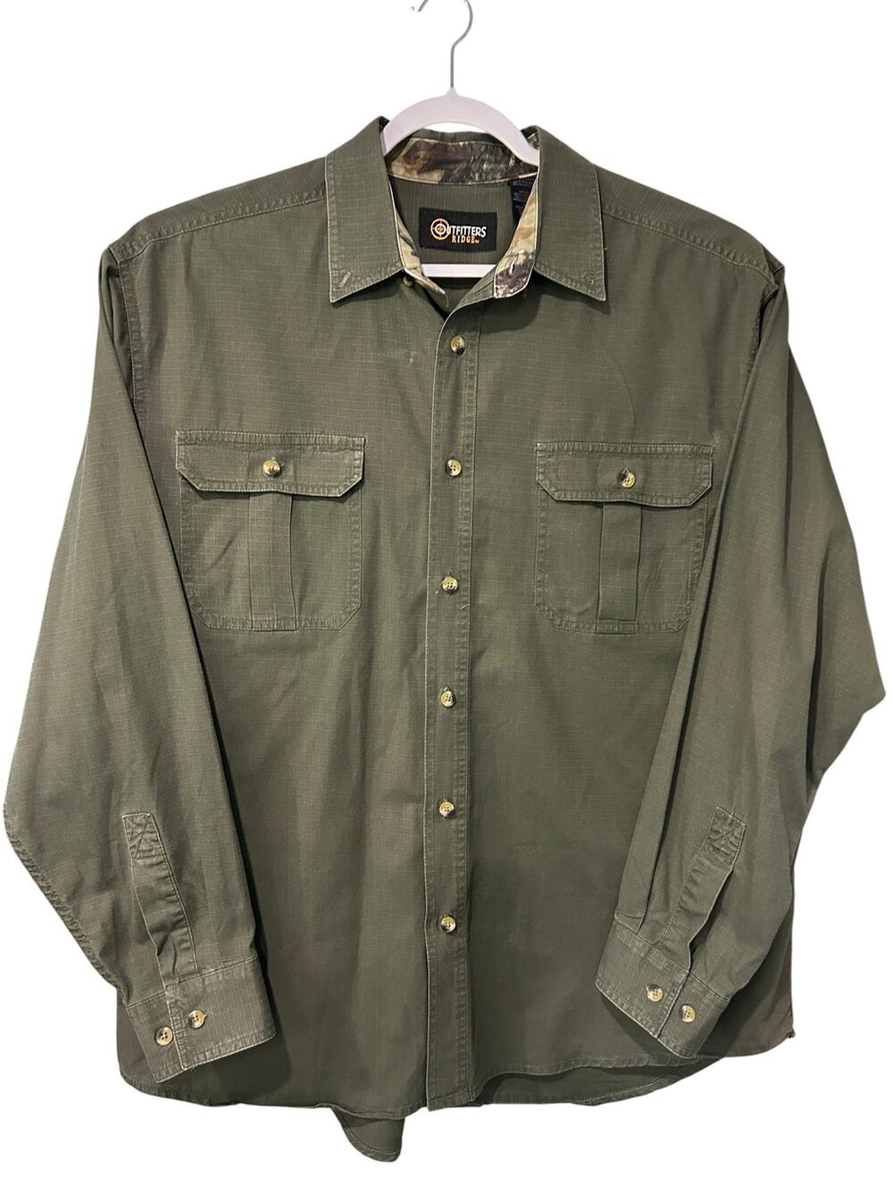 Outfitters Ridge Hunting Shirt XL Olive Ripstop Camo Trim Field Tactical
